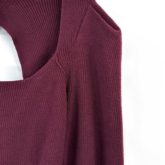 NWT Free People Saffron Plum Purple Open Back Cutout Scoop Neck Rib Knit Sweater - Picture 6 of 11